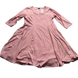 Torrid Pink Hacci Skater Dress Long Sleeve Ribbed Knit Size 2